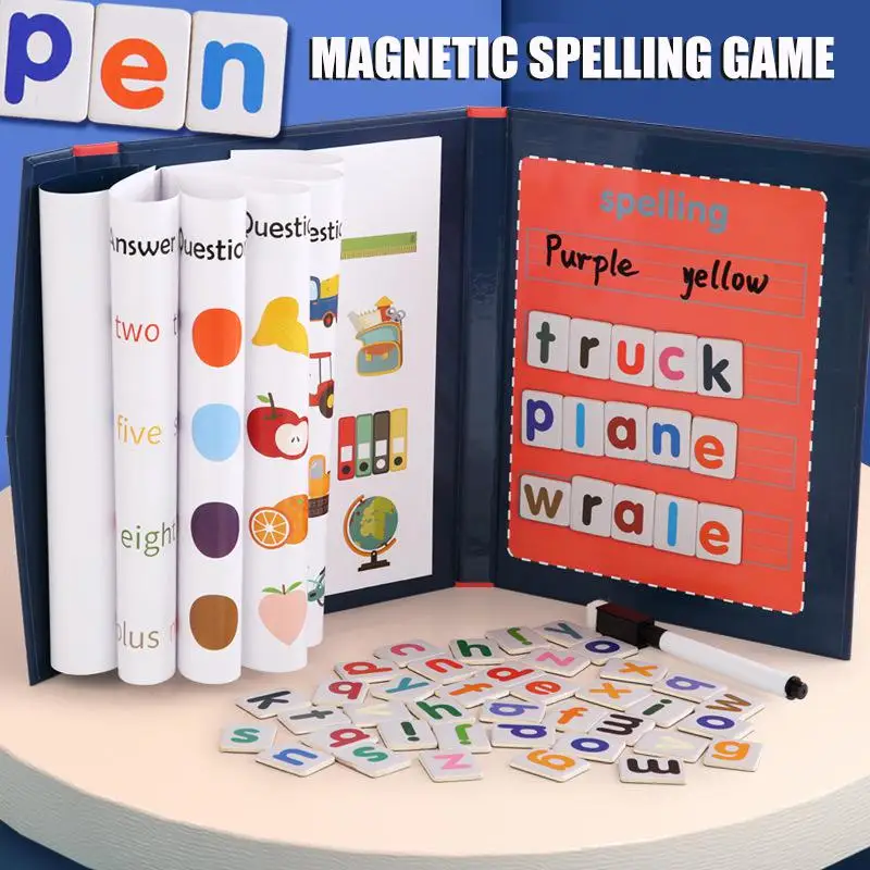 Фото Новая деревянная Магнитная игра для правописания детская головоломка