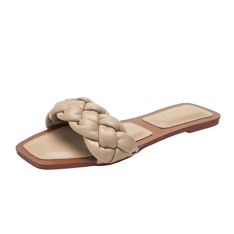 2021 Woven Slippers Women Slip On Slides Fashion Brand Square Toe Leather Flat Sandals Female Outdoor Casual Slippers Flip Flops
2021 Woven Slippers Women Slip On Slides Fashion Brand Square Toe Leather Flat Sandals Female Outdoor Casual Slippers Flip Flops