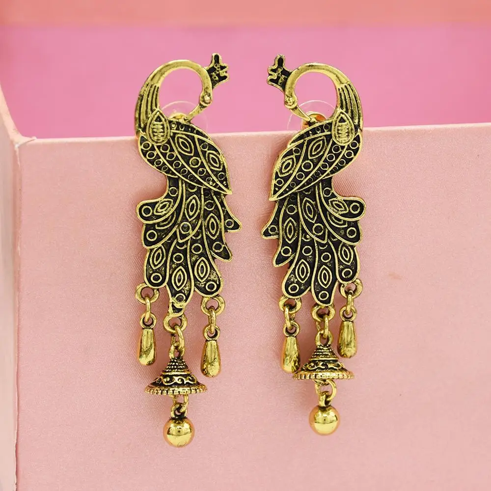 

Afghan Peacock Drop Earring Vintage Bells Statement Earrings for Women Bohemian Jhumka Oorbellen Egypt Gypsy Tribal Jewelry