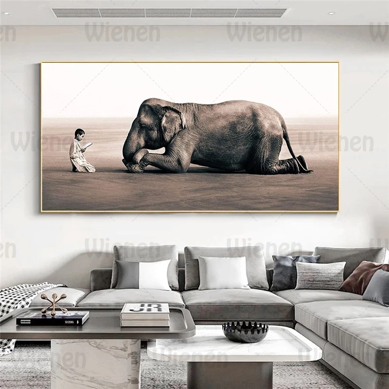 Creative Photography Wall Art Posters and Prints African Elephant Kneeling Listening Boy Reading Canvas Painting Home Decoration
Creative Photography Wall Art Posters and Prints African Elephant Kneeling Listening Boy Reading Canvas Painting Home Decoration
