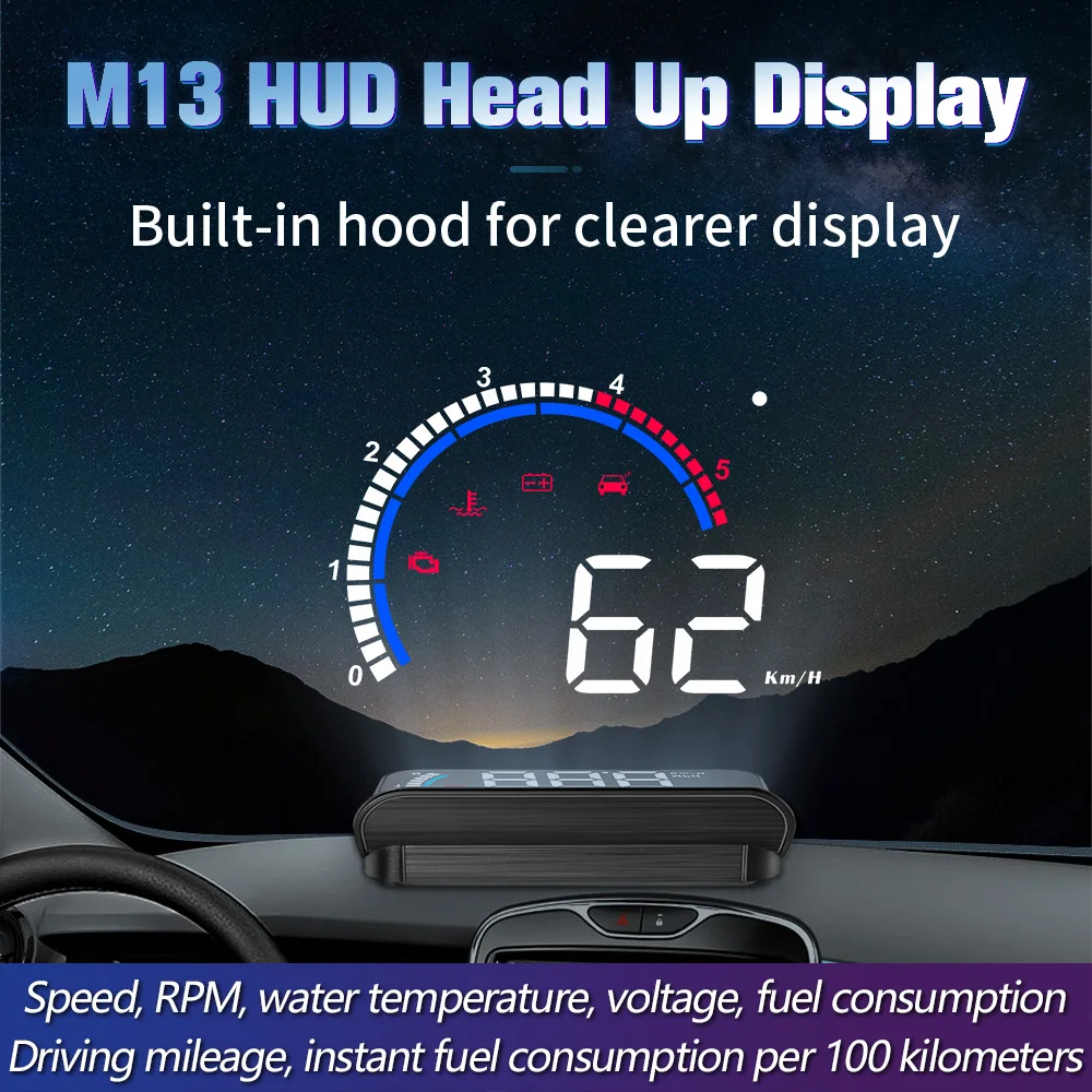 Car Monitor M13 Car HUD Head Up Display OBD2 II EUOBD Overspeed Warning System Projector Auto Electronic Voltage Alarm
Car Monitor M13 Car HUD Head Up Display OBD2 II EUOBD Overspeed Warning System Projector Auto Electronic Voltage Alarm