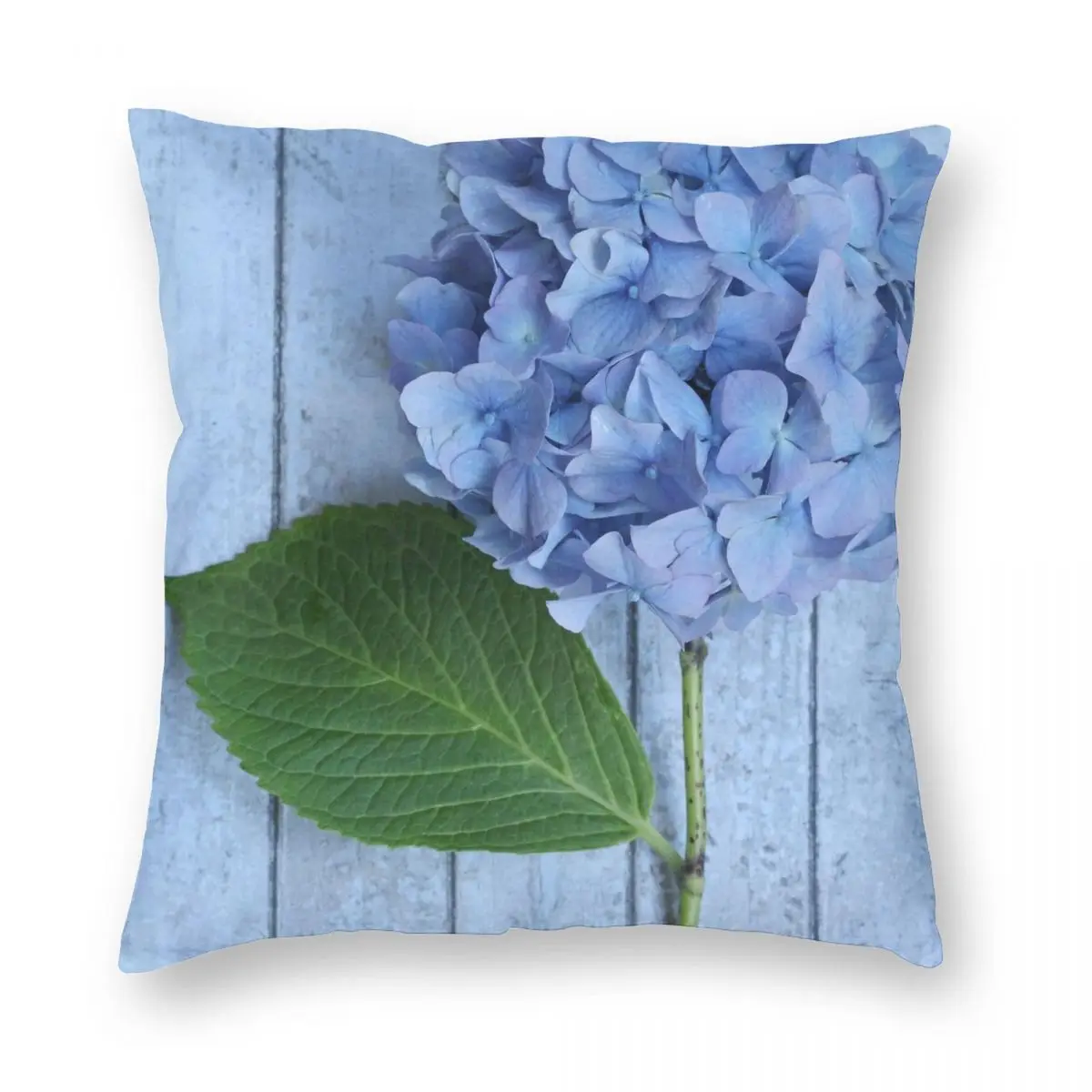 

Powder Blue Hydrangea Square Pillowcase Polyester Linen Velvet Creative Zip Decor Pillow Case Sofa Seater Cushion Cover 18"