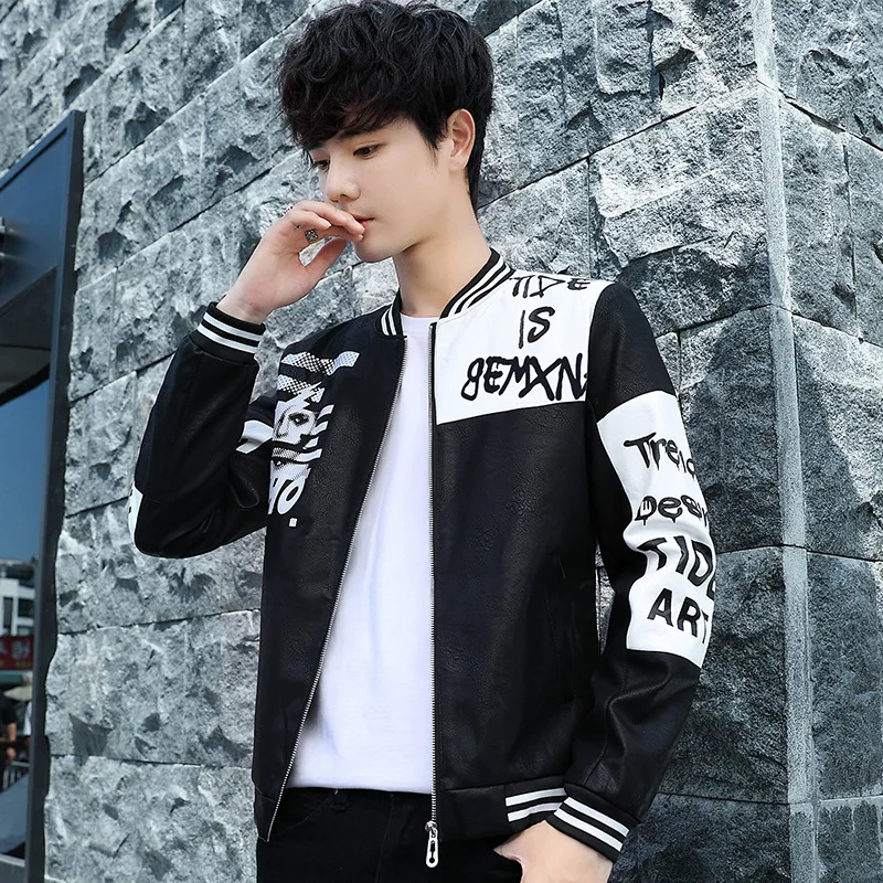Men Casual Street Print Letter Zipper Pu Leather Jacket Spring New Thin Stand Collar Hip Hop Outerwear Male Plus Size 4XL 
Men Casual Street Print Letter Zipper Pu Leather Jacket Spring New Thin Stand Collar Hip Hop Outerwear Male Plus Size 4XL