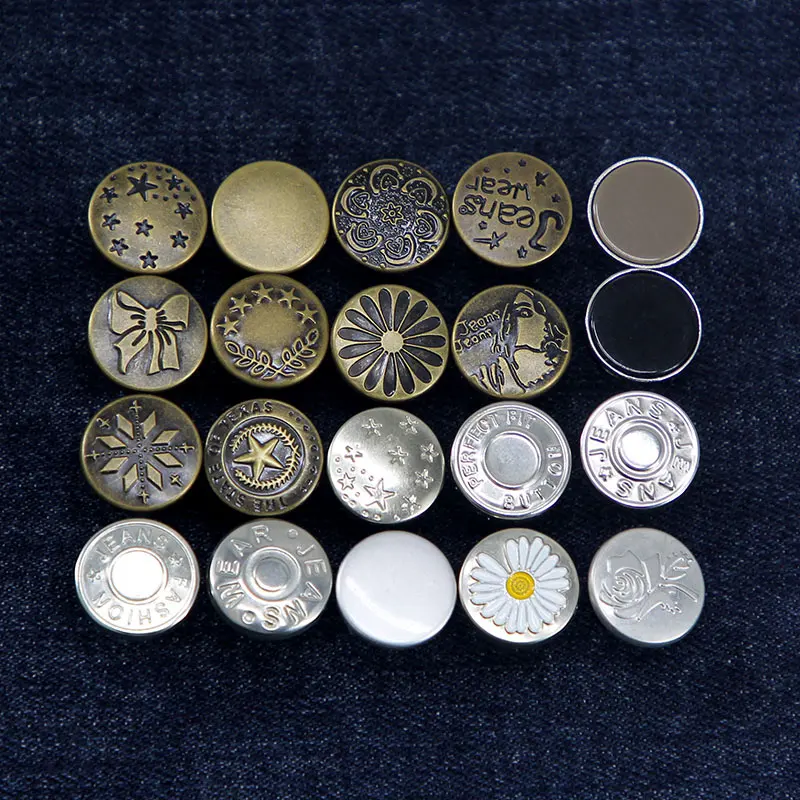 5Pcs Snap Fastener Jeans Buttons For Clothing Jeans Perfect Fit Adjust Self Increase Reduce Waist Free Nail Twist Sewing Buttons
5Pcs Snap Fastener Jeans Buttons For Clothing Jeans Perfect Fit Adjust Self Increase Reduce Waist Free Nail Twist Sewing Buttons