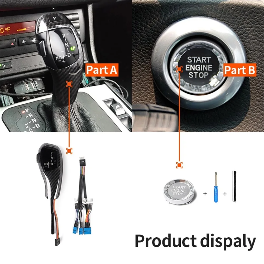 Gear Shift Knob With LED-Illuminated Car Automatic Shift Knob Engine Start Button for BMW E46 E60 E61 E63 E64 1998-2006
Gear Shift Knob With LED-Illuminated Car Automatic Shift Knob Engine Start Button for BMW E46 E60 E61 E63 E64 1998-2006