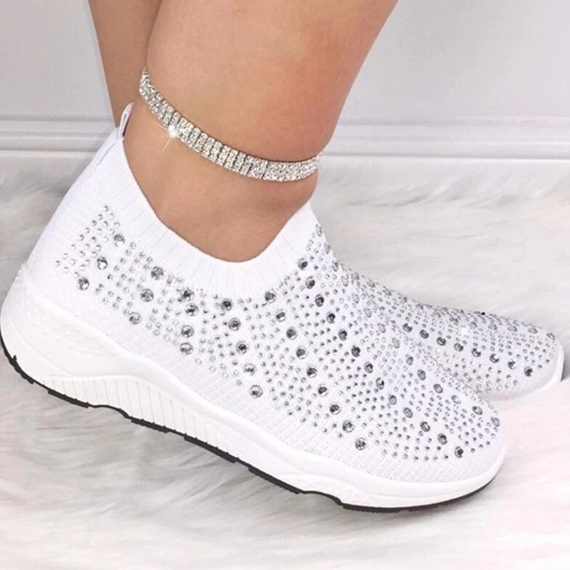 Running Shoes White Slip-ons Women Sneakers Rhinestone Elastic Band Women's Fashion Comfortable Platform Tennis Female Footwear
Running Shoes White Slip-ons Women Sneakers Rhinestone Elastic Band Women's Fashion Comfortable Platform Tennis Female Footwear