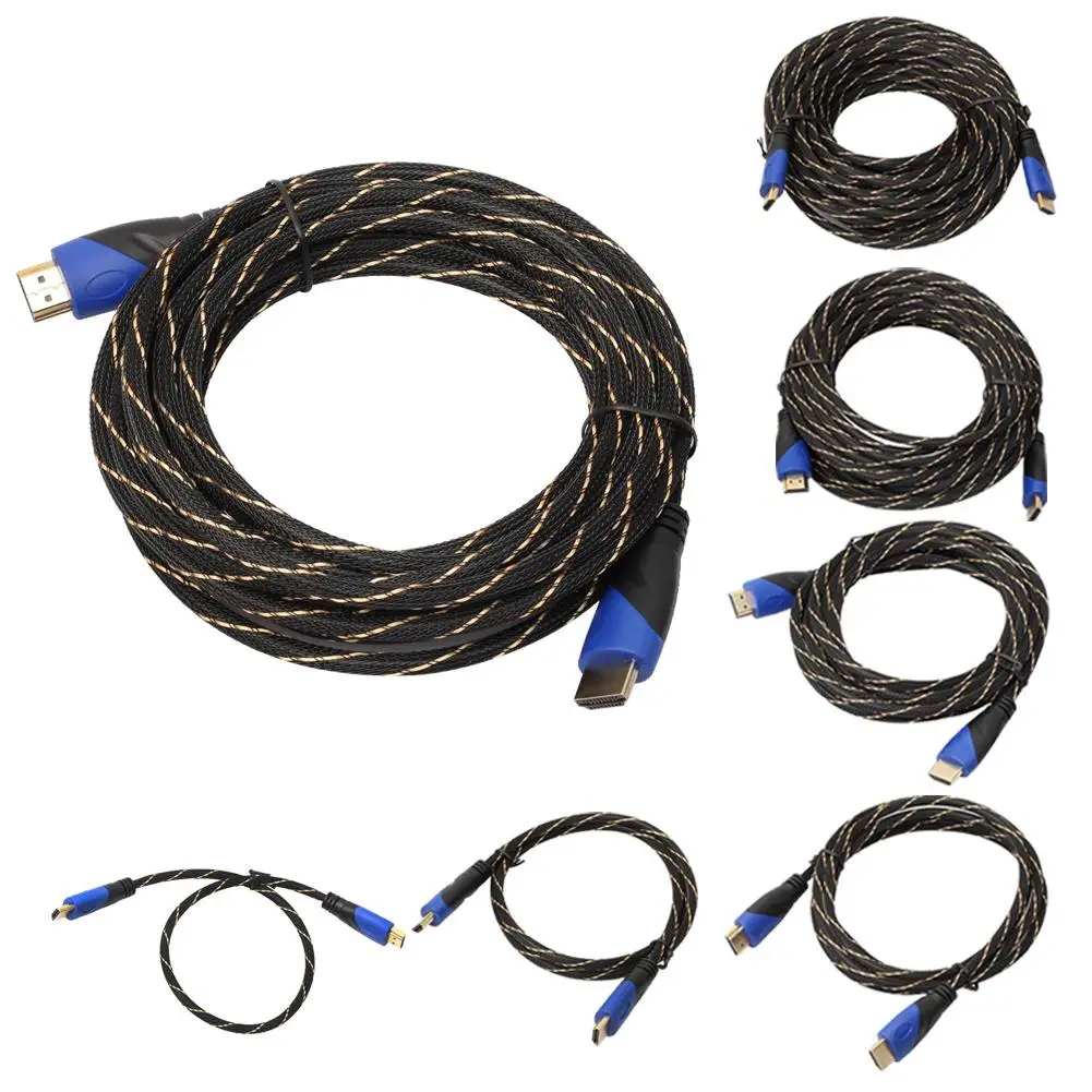 Плетеный HDMI-совместимый кабель видеокабели с позолоченным покрытием V1.4 AV HD 3D для