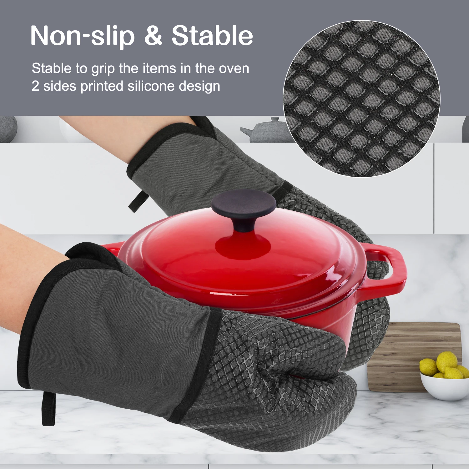 1pc Heat Resistant Oven Mitts Silicone Cotton Oven Glove Soft Cotton Lining Kitchen Hook Design Single Gloves For Backing
1pc Heat Resistant Oven Mitts Silicone Cotton Oven Glove Soft Cotton Lining Kitchen Hook Design Single Gloves For Backing