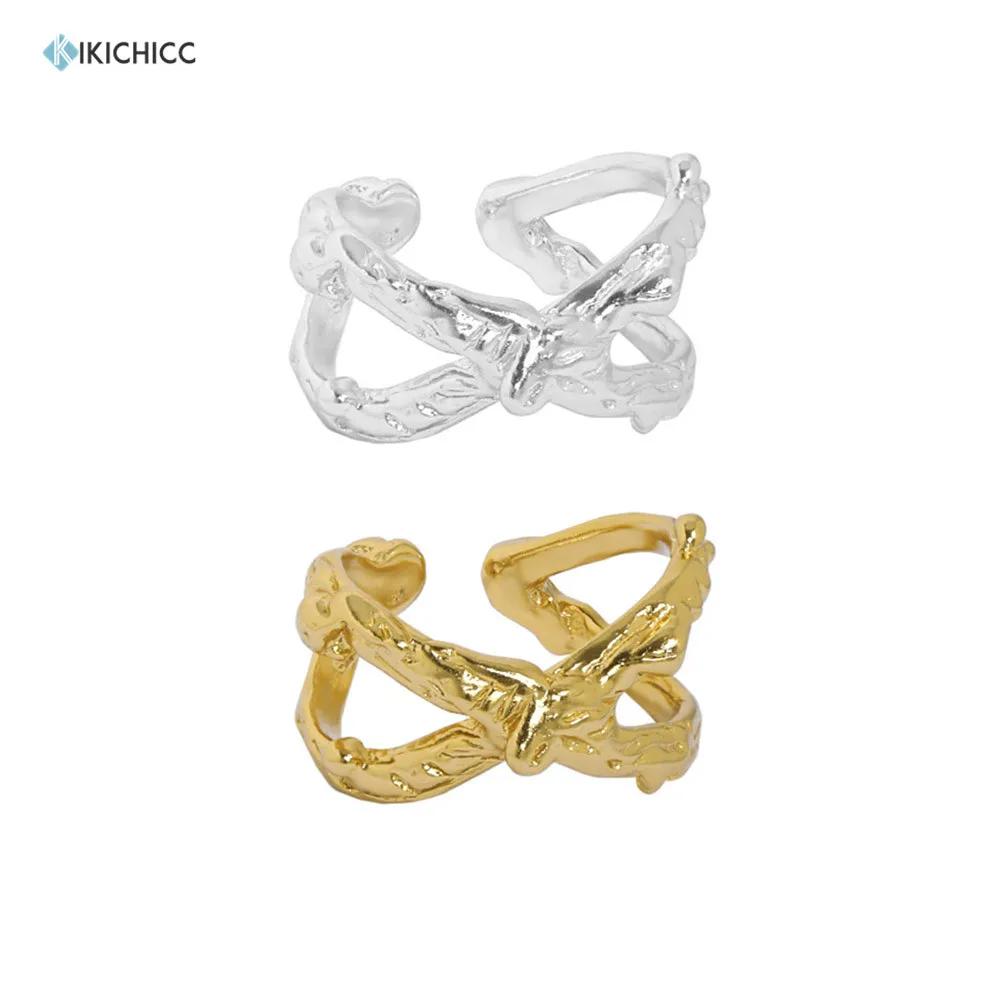 KIKICHICC 925 пробы цвет серебристый, золотой крест утепленное большое пальто с любимой Регулировка размера кольца Adjuatble Для женщин в стиле панк Р...