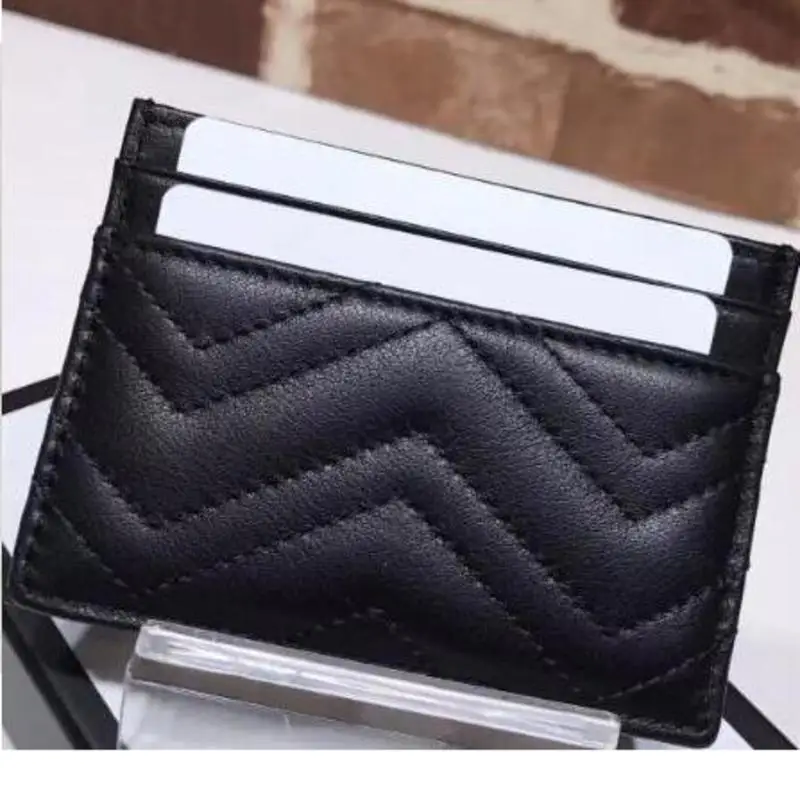 

Genuine Leather Luxurys Designers Fashion Men Women's Card Holders Black Lambskin Mini Wallets Coin Purse LOGO card holder