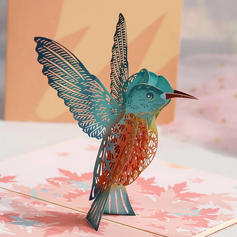 

3D Pop-Up Hummingbird Bird Greeting Thinking Of You Card For Birthday Father's Day Mother's Day Wedding Envelope