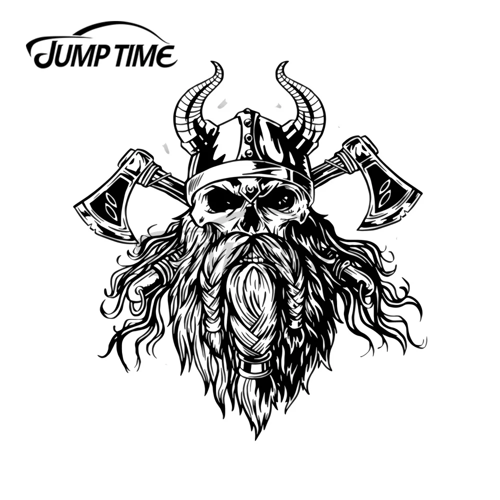 

JumpTime 13x10,5 см для викингов, череп с бородой, искусственный виниловый материал, автомобильные наклейки, Водонепроницаемый модный корпус для а...