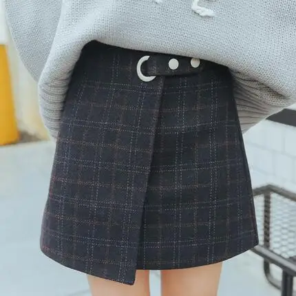 2020 Women'S Autumn And Winter Harajuku Woolen Plaid Retro Skirt Female Cute Japanese Kawaii Skirts For Women DF211 | Женская одежда