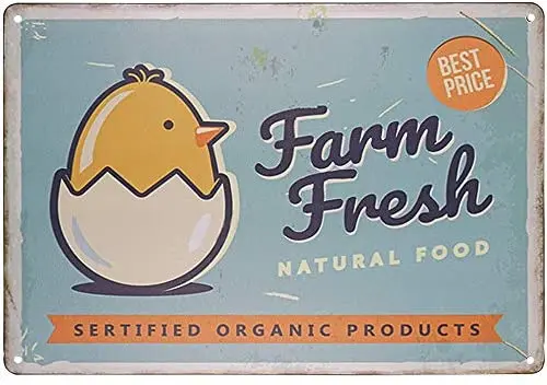 

Farm Fresh Eggs Retro Vintage Metal Tin Signs Rustic Farmhouse Country Wall Art Sign 8X12 Inch