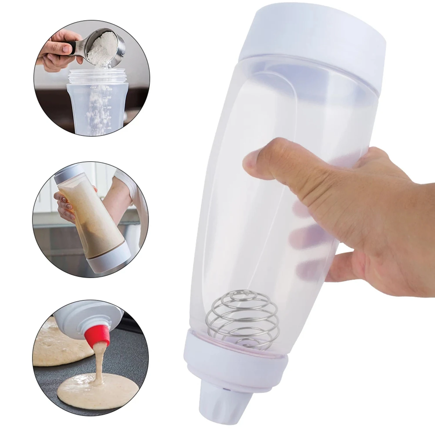 1000mL White Hand Batter Dispenser Batter Mixer Bottle Cupcake Pancake Crepe Batter Dispenser Household Kitchen Accessories
1000mL White Hand Batter Dispenser Batter Mixer Bottle Cupcake Pancake Crepe Batter Dispenser Household Kitchen Accessories