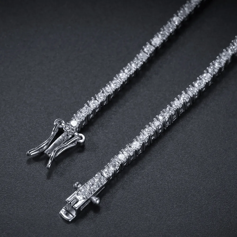 2mm Bling Single Row Tennis Chain Bracelet Round Cut Micr Pave Shiny Aaa Cubic Zirconia Hip Hop Jewelry For Men Women 20cm 18cm | Украшения