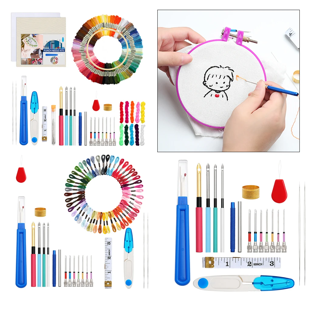 Mixed Punch Needle Kit DIY Embroidery Hoop Threads Sewing Accessory Threader Tools Set
Mixed Punch Needle Kit DIY Embroidery Hoop Threads Sewing Accessory Threader Tools Set