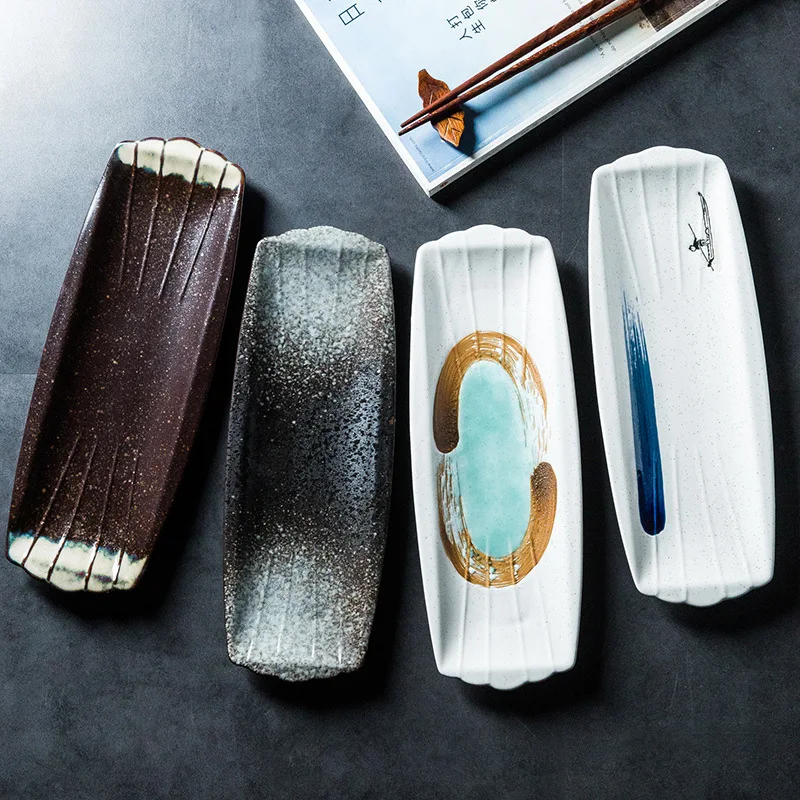 Japanese sushi plate ceramic plate creative strip plate restaurant dish plate jiaozi plate roast wing plate breakfast flat plate
Japanese sushi plate ceramic plate creative strip plate restaurant dish plate jiaozi plate roast wing plate breakfast flat plate