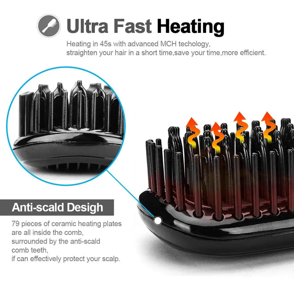 Professional Hair & Beard Straightener Brush Electric Straightener Brush Fast Heating Brush Ionic Hair Straightening Hot Comb 
Professional Hair & Beard Straightener Brush Electric Straightener Brush Fast Heating Brush Ionic Hair Straightening Hot Comb