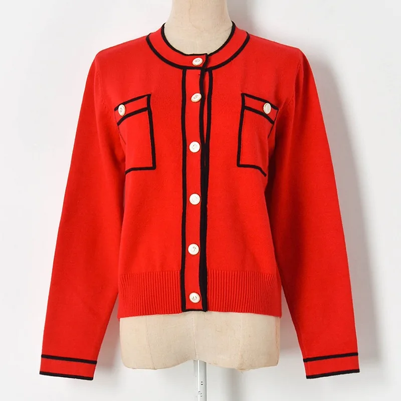 Runway Sweater Cardigan Women 2021 Spring Round neck SIngle Breasted Pink/Red Knitted Jacket Ladies Top
Runway Sweater Cardigan Women 2021 Spring Round neck SIngle Breasted Pink/Red Knitted Jacket Ladies Top