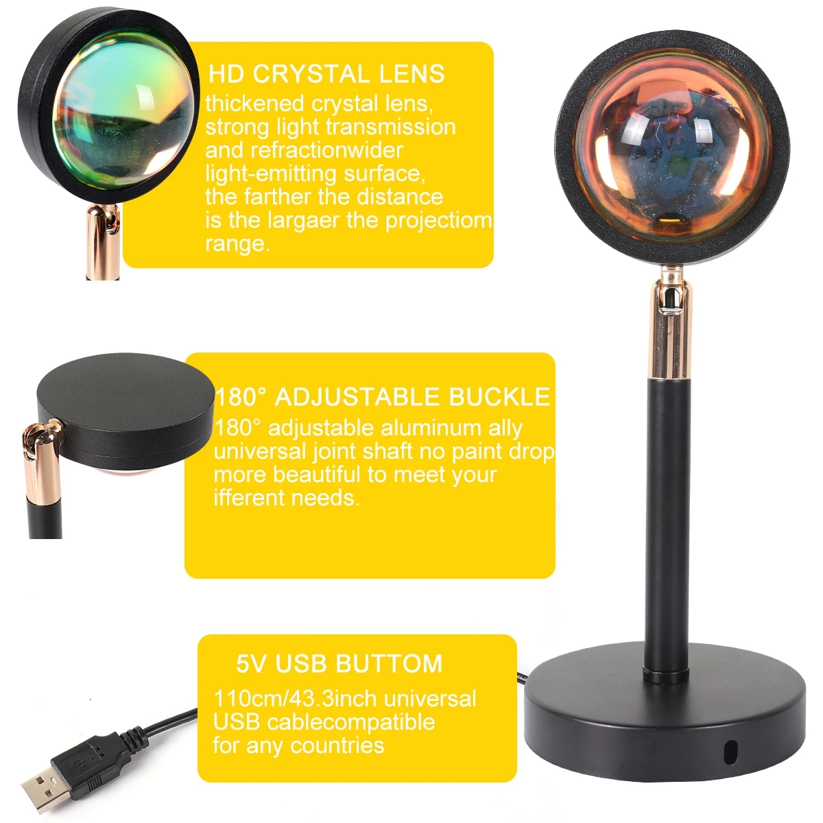 Atmosphere Led Night Light Rainbow Sunset Projector Lamp for Home Bedroom Coffe shop Background Wall Decoration USB Table Lamp
Atmosphere Led Night Light Rainbow Sunset Projector Lamp for Home Bedroom Coffe shop Background Wall Decoration USB Table Lamp