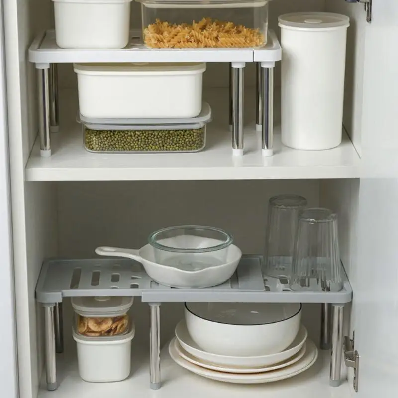 

Retractable Kitchen Shelves Under the Sink Household Countertops Dishes Seasoning Storage Layered Rack Kitchenware