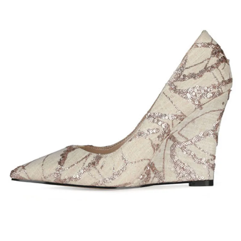 Туфли-лодочки женские на танкетке, заостренный носок, высокий каблук, без застежки, блестящие, для вечевечерние и банкетов
Туфли-лодочки женские на танкетке, заостренный носок, высокий каблук, без застежки, блестящие, для вечевечерние и банкетов