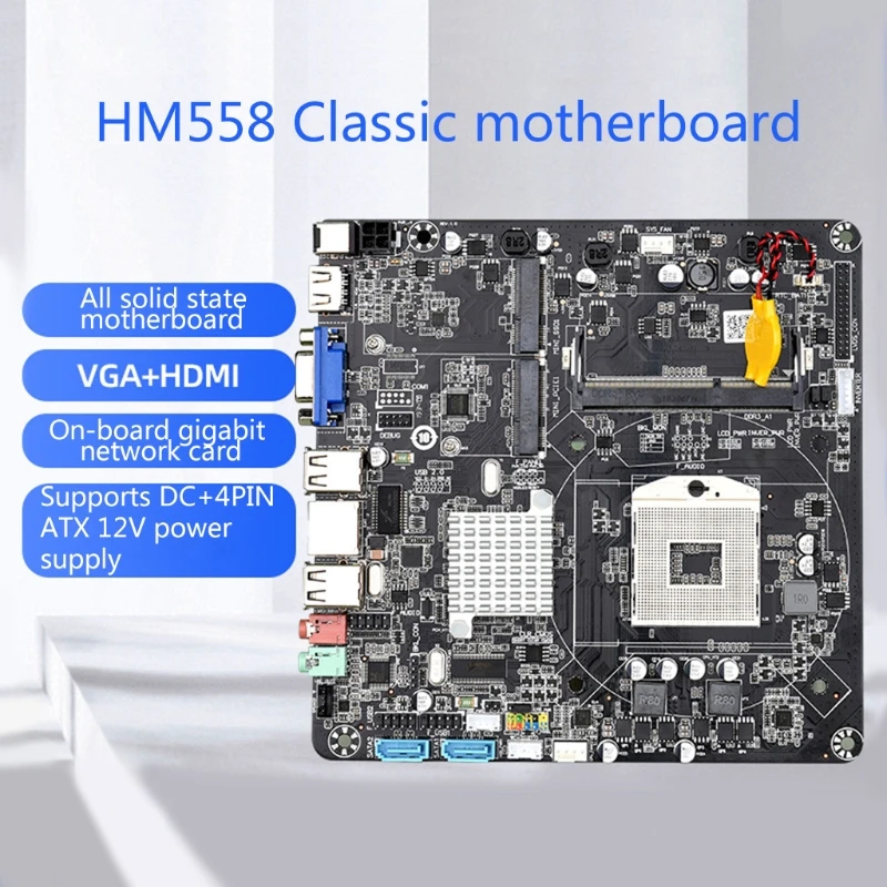 

2023 New HM55B PGA988 Desktop PC Mainboard DDR3 SATA II ITX Motherboard for Host/HTPC/Advertising Machine/Radio 8GB USB 2.0