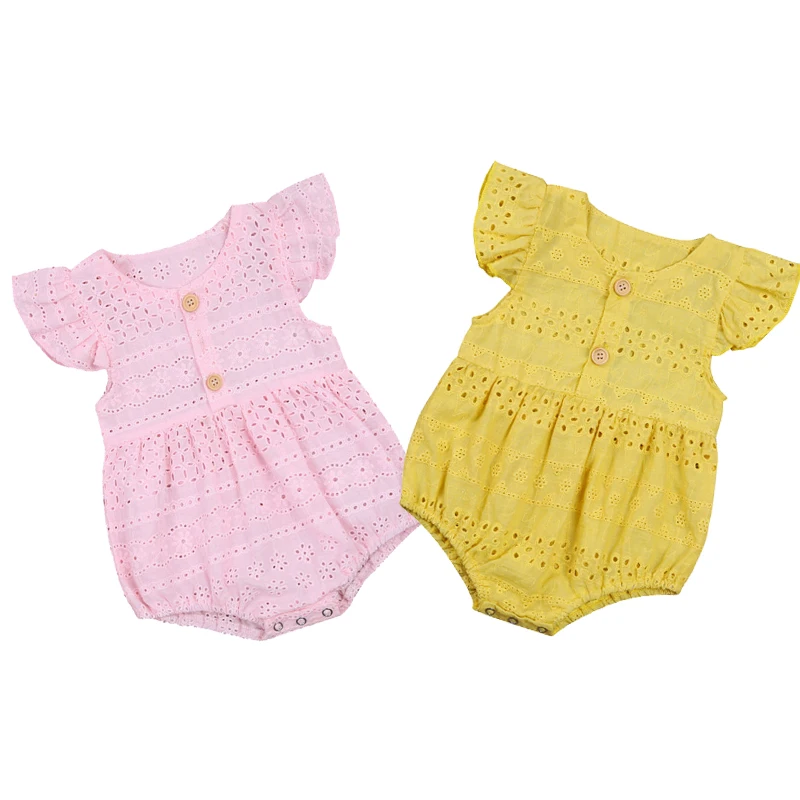 Newborn Baby Girls Fly Sleeve Hollow Out Romper Fashion Solid Color Cotton Romper for Kids Summer Infant Baby Girls Jumpsuits
Newborn Baby Girls Fly Sleeve Hollow Out Romper Fashion Solid Color Cotton Romper for Kids Summer Infant Baby Girls Jumpsuits