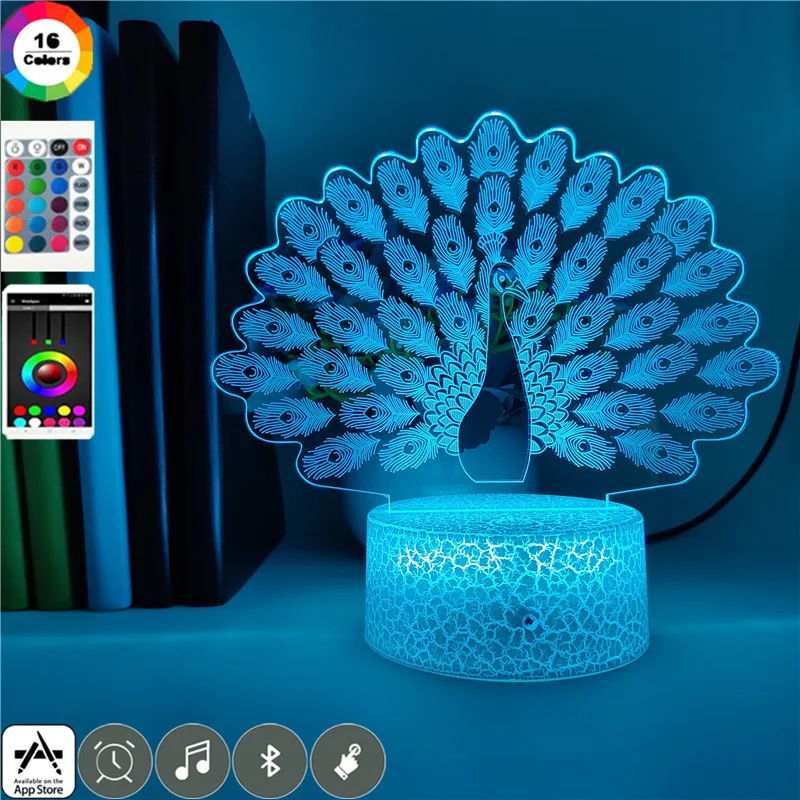 App Control Proud as a peacock Table Lamp 3d Led for Children Bedroom Decoration Holiday Birthday Gifts Animal Night Light
App Control Proud as a peacock Table Lamp 3d Led for Children Bedroom Decoration Holiday Birthday Gifts Animal Night Light