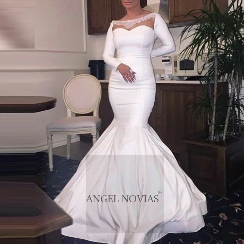 Long Sleeves White Arabic Evening Dress 2020 Beaded Satin Formal Gowns 2021 vestido sirena largo
Long Sleeves White Arabic Evening Dress 2020 Beaded Satin Formal Gowns 2021 vestido sirena largo