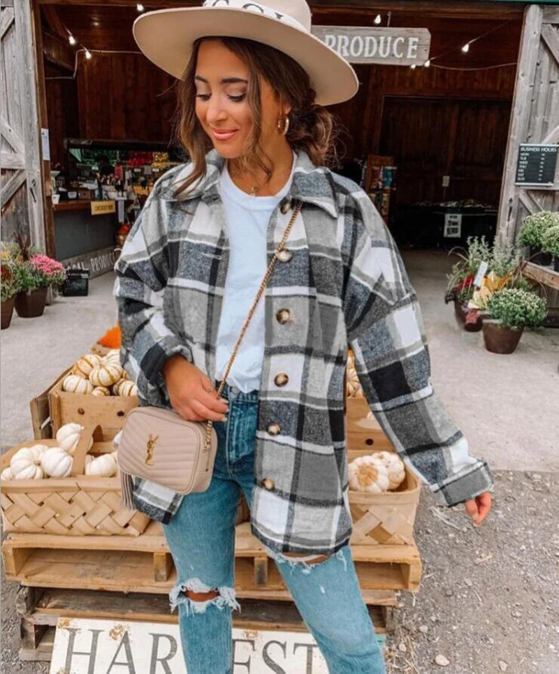 Plaid Women Oversize Jackets Shirts Fashion Ladies Shirt Coats Streetwear Female Elegant Loose Tops Vintage Girls Chic ShirtS
Plaid Women Oversize Jackets Shirts Fashion Ladies Shirt Coats Streetwear Female Elegant Loose Tops Vintage Girls Chic ShirtS