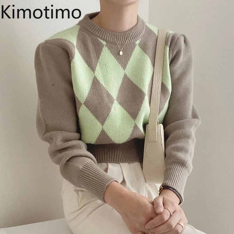 Kimotimo Argyle Knit Sweater Women Korean Chic Retro O-neck Color Contrast Pullover Autumn Winter All-match Long Sleeve Sweaters
Kimotimo Argyle Knit Sweater Women Korean Chic Retro O-neck Color Contrast Pullover Autumn Winter All-match Long Sleeve Sweaters
