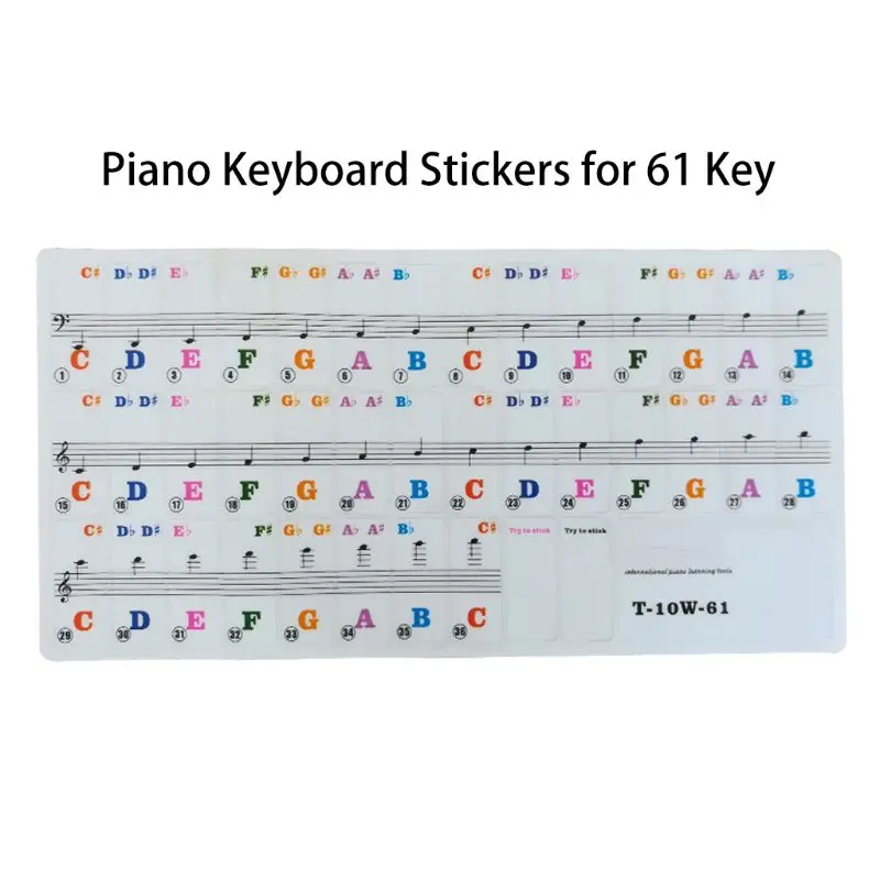 Piano Keyboard Stickers Specially for 61 Key.Colorful Bigger Letter,Thinner Material,Transparent Removable
Piano Keyboard Stickers Specially for 61 Key.Colorful Bigger Letter,Thinner Material,Transparent Removable
