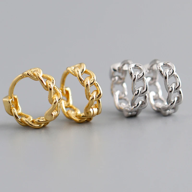 Genuine 925 Sterling Silver Hoop Earrings For Women Rock Punk Link Chain Earrings Ear Pierced Huggie
Genuine 925 Sterling Silver Hoop Earrings For Women Rock Punk Link Chain Earrings Ear Pierced Huggie