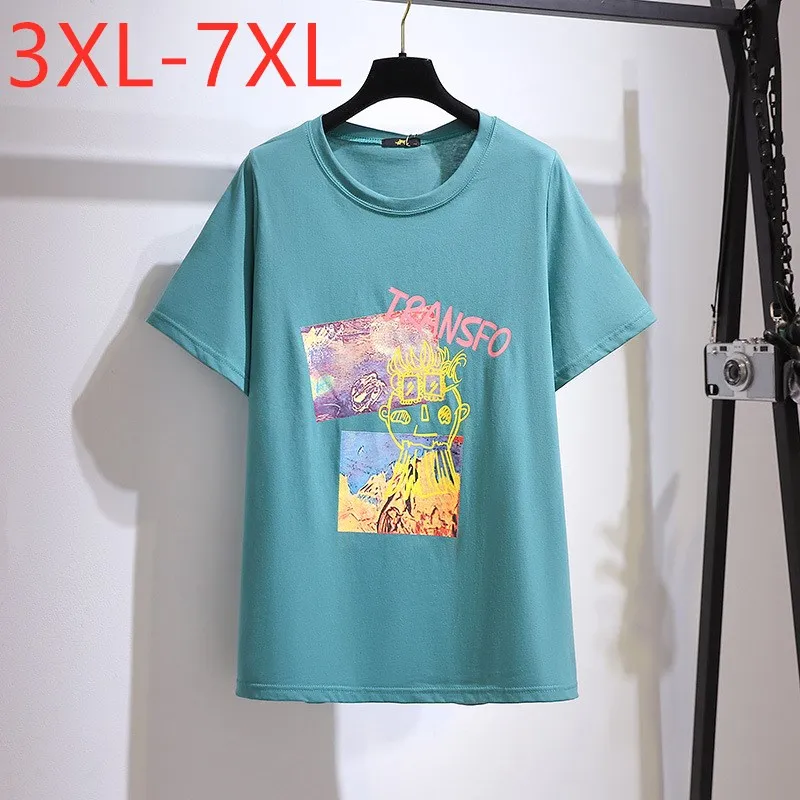 New 2021 Ladies Summer Plus Size Tops For Women Large Short Sleeve Loose Blue Cotton Print O-neck T-shirt 3XL 4XL 5XL 6XL 7XL
New 2021 Ladies Summer Plus Size Tops For Women Large Short Sleeve Loose Blue Cotton Print O-neck T-shirt 3XL 4XL 5XL 6XL 7XL