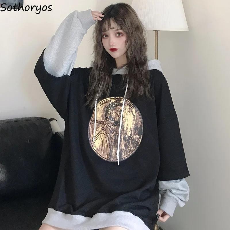 Женская толстовка с капюшоном и длинным рукавом, в Корейском стиле
Женская толстовка с капюшоном и длинным рукавом, в Корейском стиле