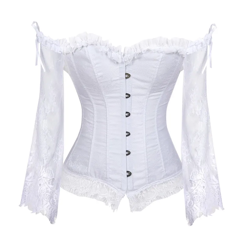 Fashion Corset Tops for Women with Sleeves Vintage Style Victorian Retro Burlesque Lace Corset and Bustiers Vest Fashion White 
Fashion Corset Tops for Women with Sleeves Vintage Style Victorian Retro Burlesque Lace Corset and Bustiers Vest Fashion White