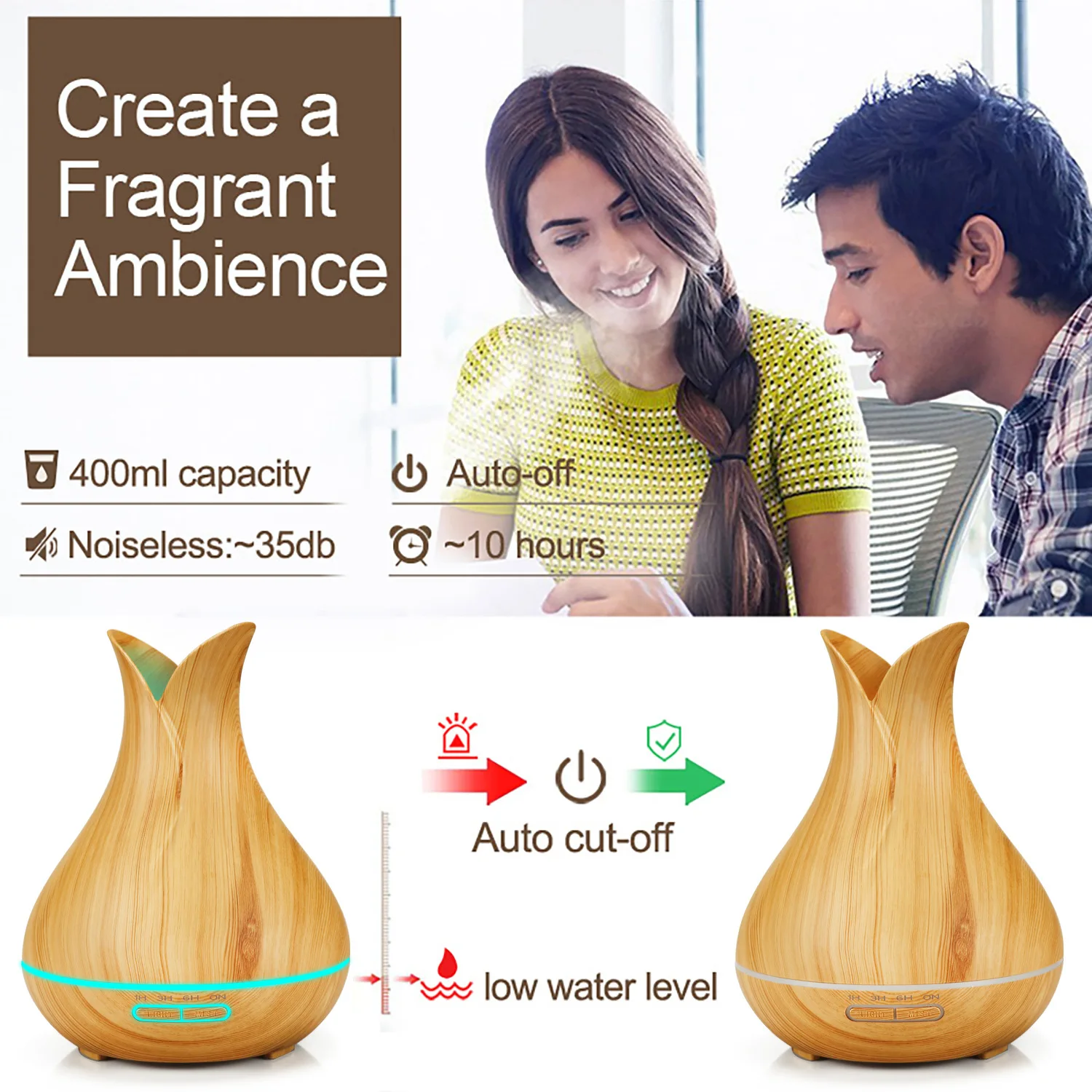 Aroma Essential Oil Diffuser 400ml Ultrasonic Cool Mist Humidifier for Home Yoga Office Spa Bedroom Baby Room | Дом и сад