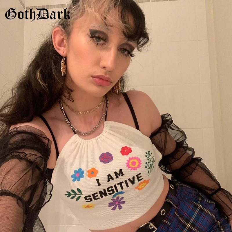 Goth Dark Gothic Aesthetic Punk Black Women Camis E-girl Cute Print Halter Bandana Top Grunge Y2k Harajuku Summer Sexy Crop Top
Goth Dark Gothic Aesthetic Punk Black Women Camis E-girl Cute Print Halter Bandana Top Grunge Y2k Harajuku Summer Sexy Crop Top