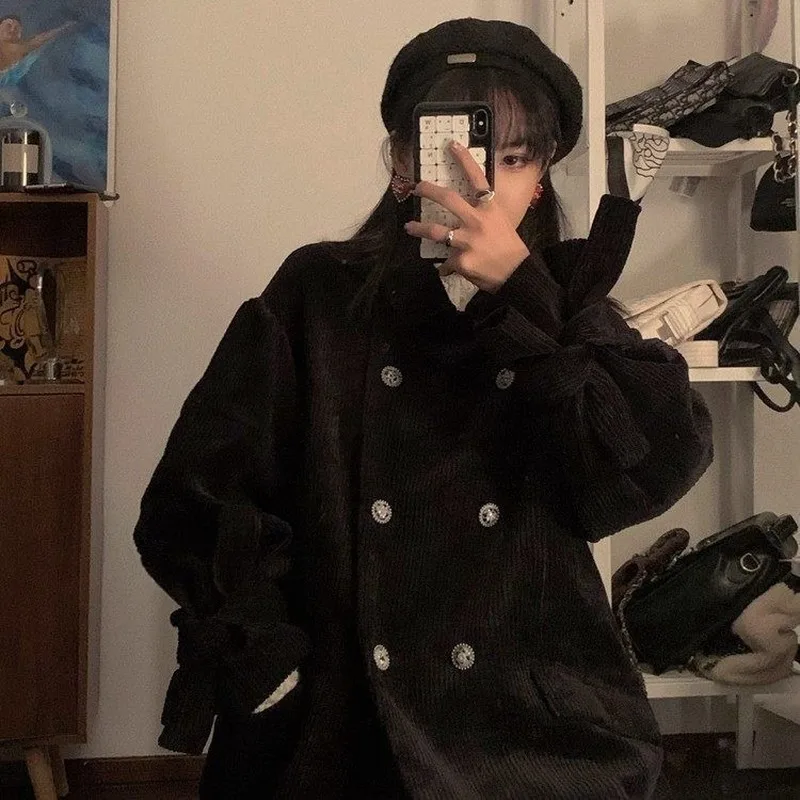 Women Wool Autumn Wide-waisted Double Breasted Peter Pan Collar Bow Vintage Sweet Cute Simple Casual Trendy Outwear Chic Korean
Women Wool Autumn Wide-waisted Double Breasted Peter Pan Collar Bow Vintage Sweet Cute Simple Casual Trendy Outwear Chic Korean