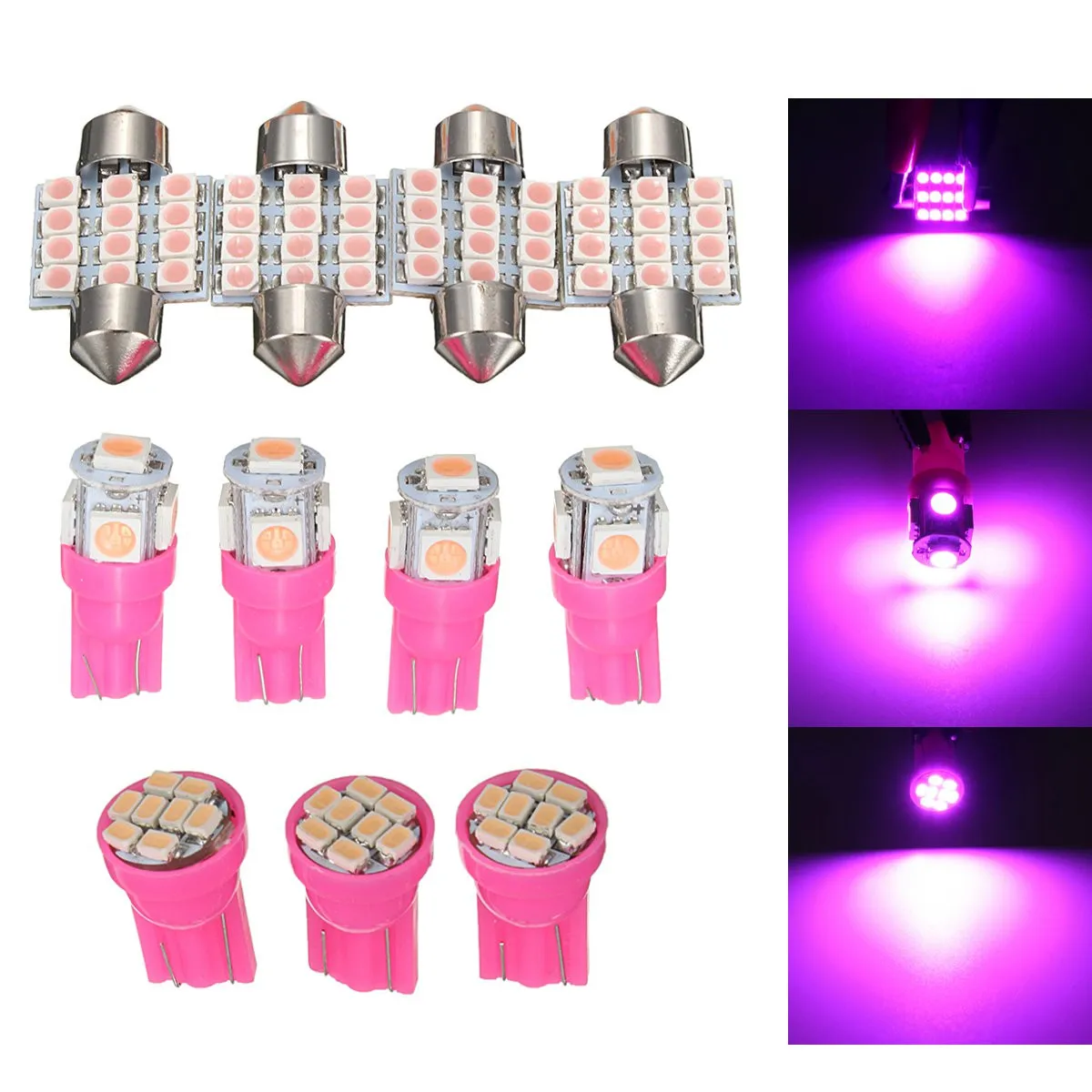 11Pcs Auto Car Interior Bright Purple LED Bulb Light Parking Backup T10 & 31mm License Plate Dome Lights
11Pcs Auto Car Interior Bright Purple LED Bulb Light Parking Backup T10 & 31mm License Plate Dome Lights