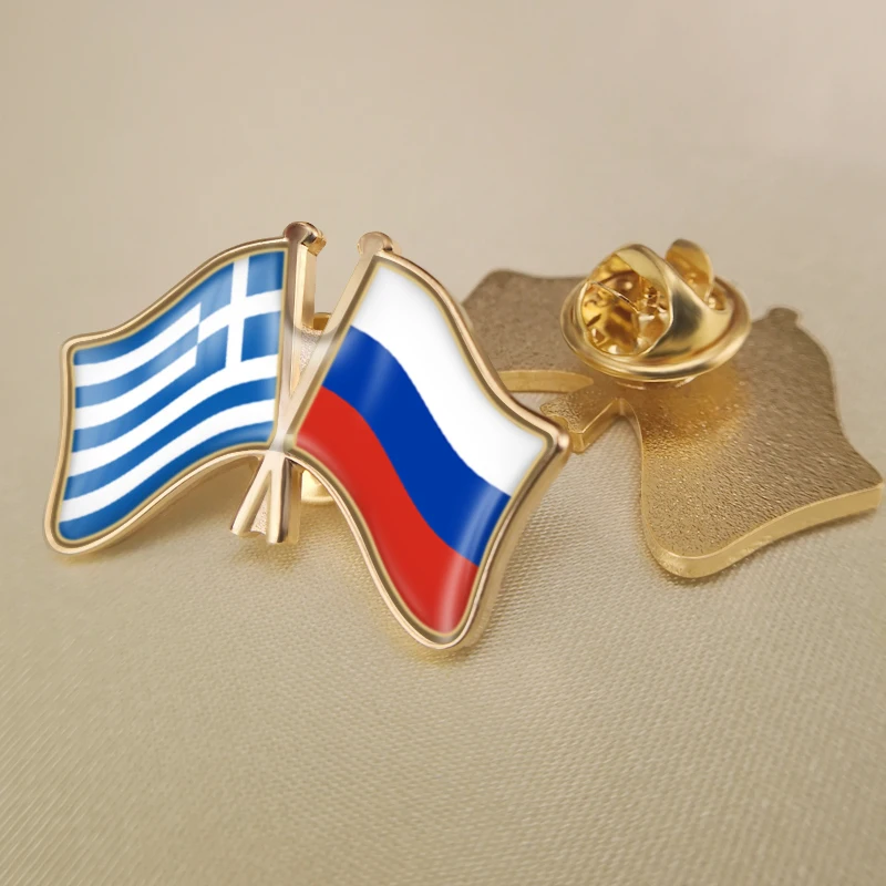 Greece and Russian Federation Crossed Double Friendship Flags Lapel Pins Brooch Badges
Greece and Russian Federation Crossed Double Friendship Flags Lapel Pins Brooch Badges