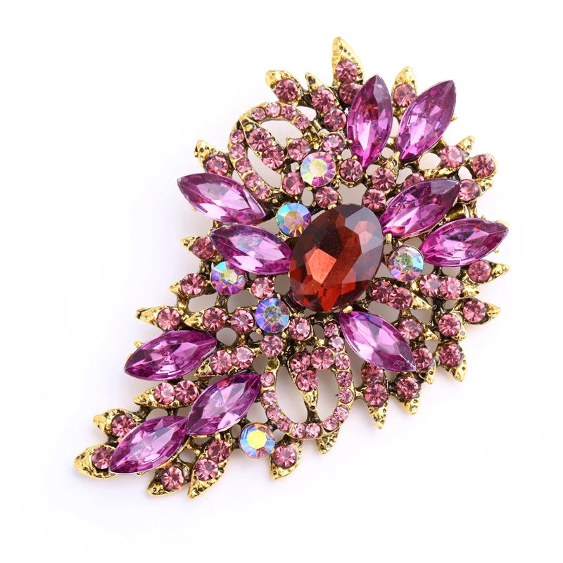 Morkopela Big Crystal Brooches and Leaf Pins For Women Banquet Luxury Brooch Jewelry Scarf Suit Pin Accessories Gift | Украшения и