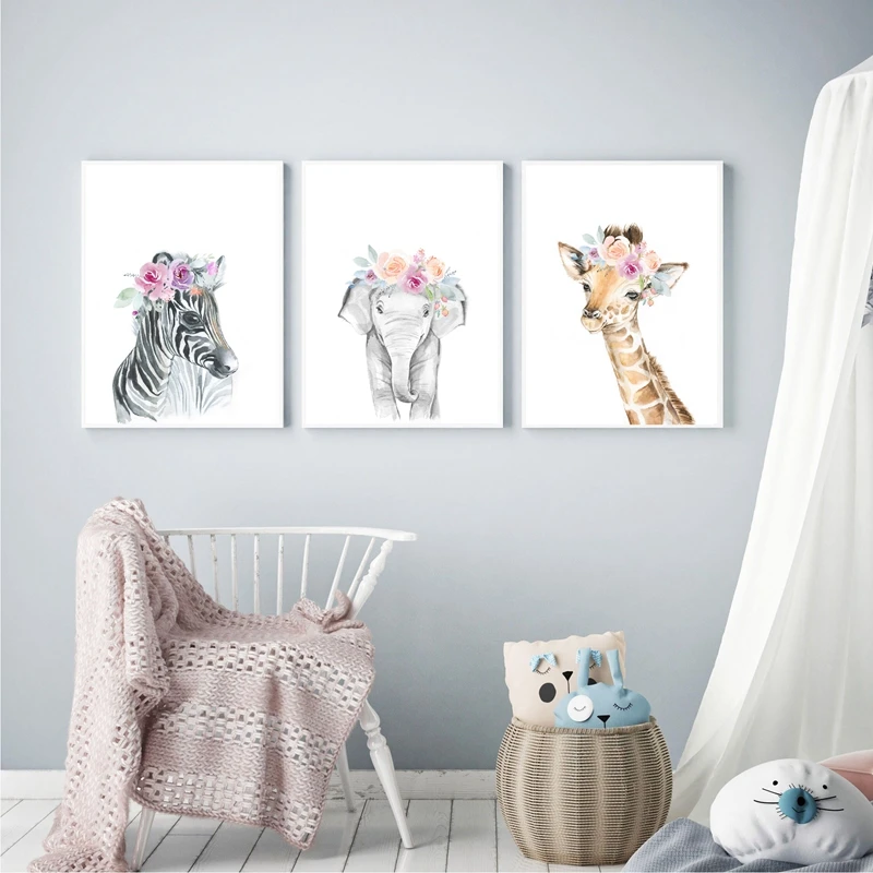 Decor Canvas Painting Art Animals Floral Crown,Baby Prints Animal Giraffe Elephant Lion Wall Art Picture Nursery Poster
Decor Canvas Painting Art Animals Floral Crown,Baby Prints Animal Giraffe Elephant Lion Wall Art Picture Nursery Poster