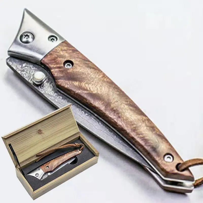 Portable Mini Knife Sharp Damascus CS Pocket Solid Wood Folding Camping Hunting Slicing Fruit Meat Outdoor
Portable Mini Knife Sharp Damascus CS Pocket Solid Wood Folding Camping Hunting Slicing Fruit Meat Outdoor