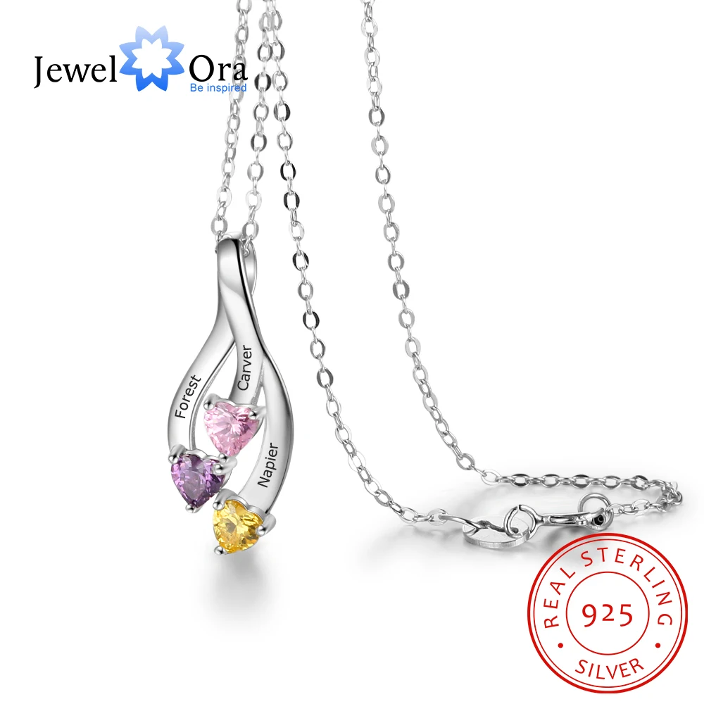 JewelOra Personalized Name Necklace with 3 Heart Birthstones Real 925 Sterling Silver Customized Family Necklaces & Pendants 
JewelOra Personalized Name Necklace with 3 Heart Birthstones Real 925 Sterling Silver Customized Family Necklaces & Pendants