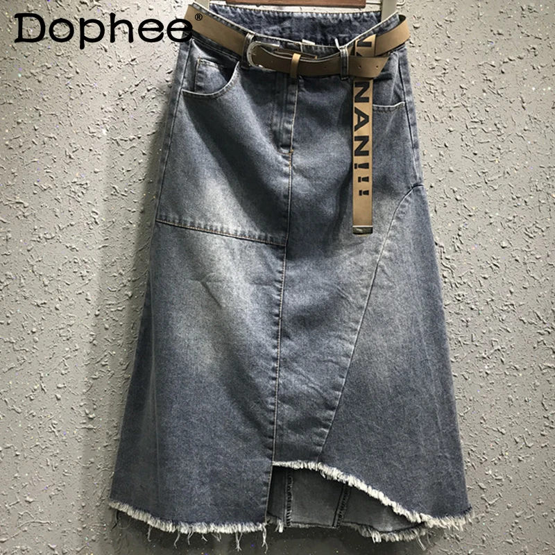 2021 Spring Autumn New Casual A- Line Irregular Stitching Mid-length Denim Skirt Women High Waisted Oversized Long Jean Skirts
2021 Spring Autumn New Casual A- Line Irregular Stitching Mid-length Denim Skirt Women High Waisted Oversized Long Jean Skirts