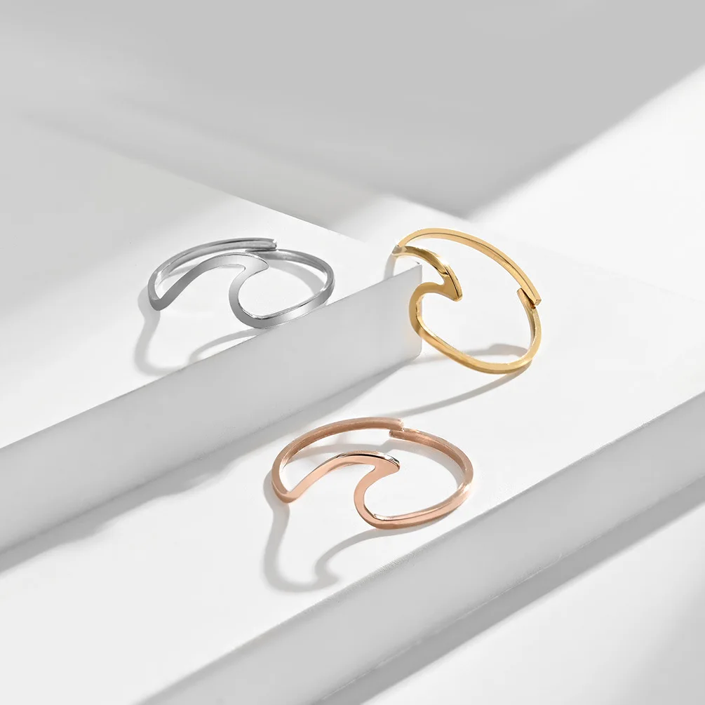 Stainless Steel Womens Rings Wave Adjustable Rose Gold Simple Trendy For Couple Girlfriend Jewelry Creativity Gift Wholesale
Stainless Steel Womens Rings Wave Adjustable Rose Gold Simple Trendy For Couple Girlfriend Jewelry Creativity Gift Wholesale