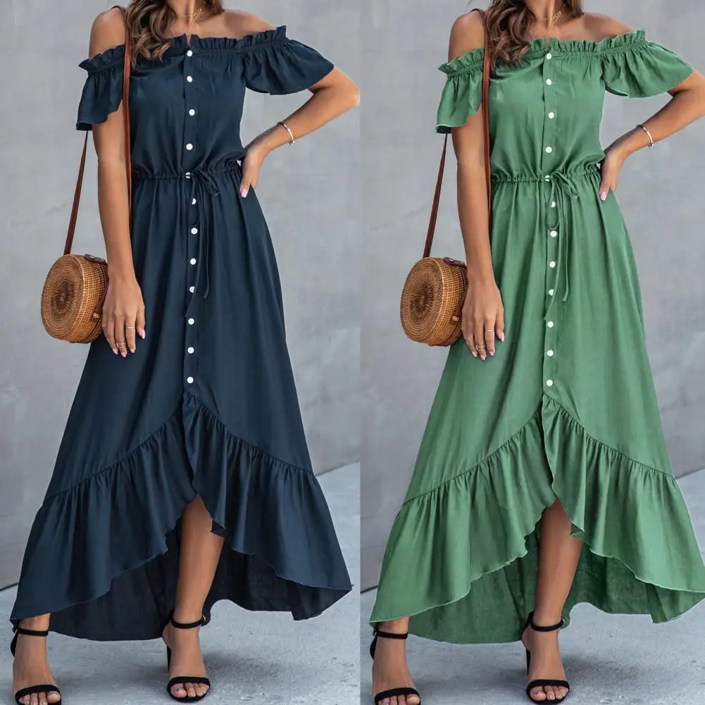 Skin-friendly Midi Dress Horizontal Collar Irregular Hem Loose Short Sleeve Summer Dress for Daily Life Fashion Dress
Skin-friendly Midi Dress Horizontal Collar Irregular Hem Loose Short Sleeve Summer Dress for Daily Life Fashion Dress